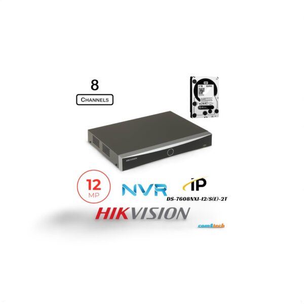 מערכת הקלטה חכמה Hikvision AcuSense 8 ערוצים, דגם DS-7608NXI-I2/S(E)-2T, 12 מגה-פיקסל, עם זיהוי פנים ודיסק קשיח 2TBמערכת הקלטה NVRנינגה תקשורת והנדסה בע"מ