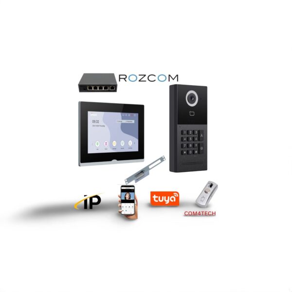 קיט אינטרקום ROZCOM  + מסך 7" קודן לחצן IP + לחצן + מנעול חשמליאינטרקוםנינגה תקשורת והנדסה בע"מ