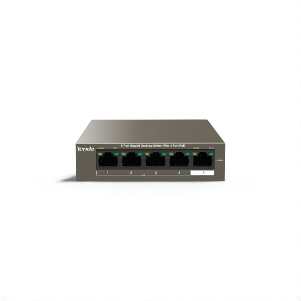 מתג Switch Tenda 5 Port With 4 PORT POE Gigabit  63Wאינטרקוםנינגה תקשורת והנדסה בע"מ