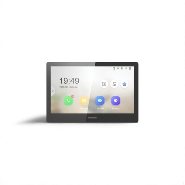 מסך תחנה פנימית Hikvision  DS-KH8520-WTE1  דור IP 2 Standard PoE מסך מגע "10.1 רזולוציה 600 * 1024אינטרקוםנינגה תקשורת והנדסה בע"מ