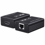 משדר HDMI דרך כבלי רשת Cat5eCat6 למרחקים ארוכים תכונות המוצר  מספק שידור אותות HDMI באיכות גבוהה למרחקים של עד 40 מטר על כבל Cat5e ועד 60 מטר על כבל Cat6  תומך בטכנולוגיות HDMI 13 ו3D  רוחב פס תמיכה של עד 225Mhz  תמיכה ברזולוציות עד 1080P60Hz  תומך בפורמטי שמע מובילים DTSHD Dolbytrue HD LPCM71 DTS DolbyAC3 וDSD  כולל ספק כוח DC5V  דורש שימוש בכבל איכותי כדי לשמור על איכות השידור מומלץ דגם PRHDoNetEU+ קטגוריה אביזרים לHDMI  נינגה פתרונות תקשורת  נינגה פתרונות תקשורת
